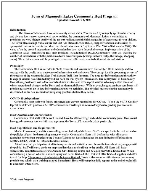 Town of Mammoth Lakes - Community Host Proposal