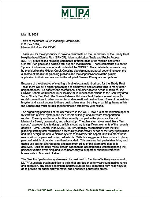 MLTPA comments - Hidden Creek - May 13, 2008  (125KB)