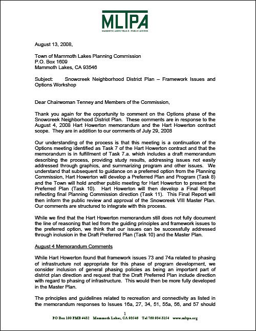 MLTPA comments - Snowcreek NDP - Aug 13, 2008  (17KB)