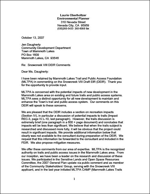 MLTPA comments - Snowcreek VIII DEIR - Oct 13, 2007  (6MB)