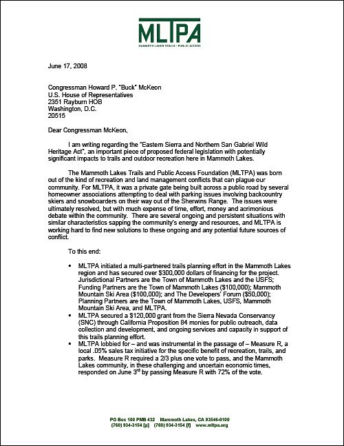 MLTPA letter - Representative Buck McKeon  (85KB)
