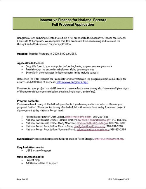IFNF Grant Application