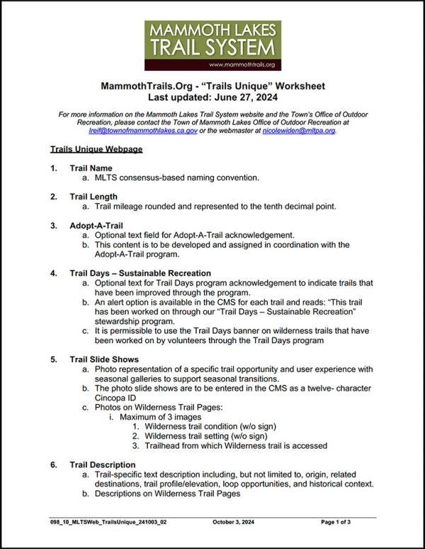 Trail Creation Worksheet