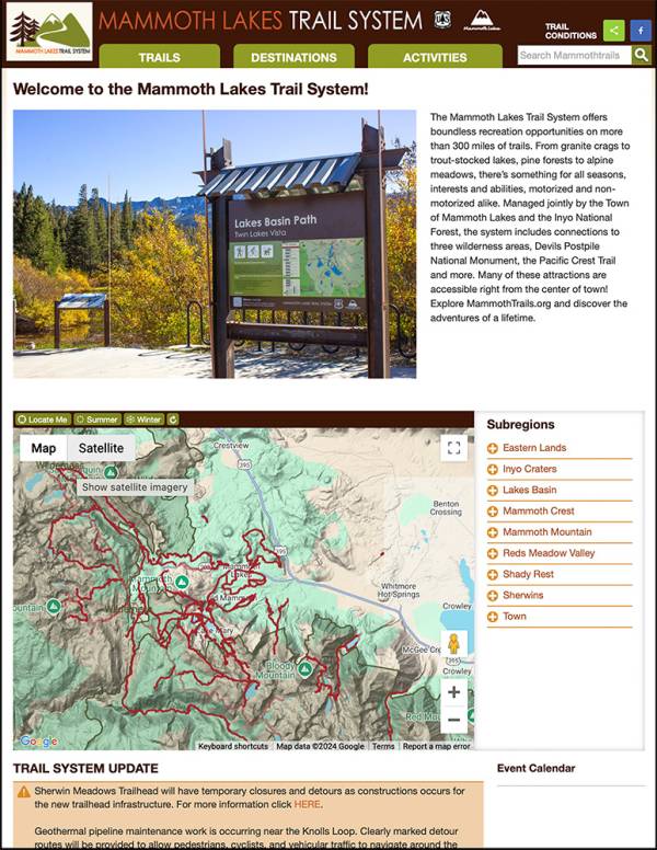Visit the Mammoth Lakes Trail System Online